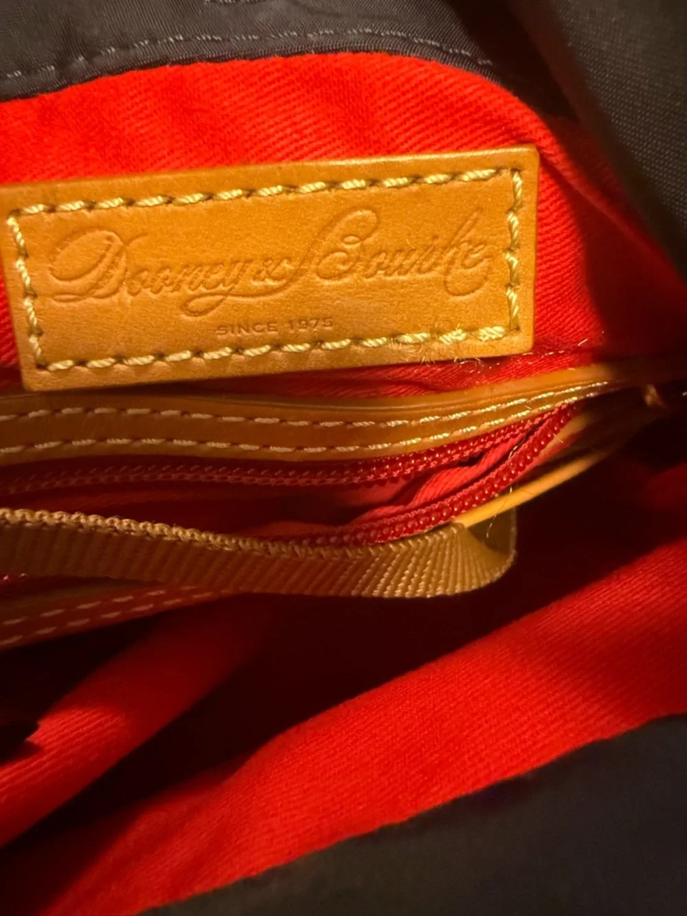 Dooney & Bourke Navy Crossbody with Tan Strap and Logo Plaque - Picture 7 of 8